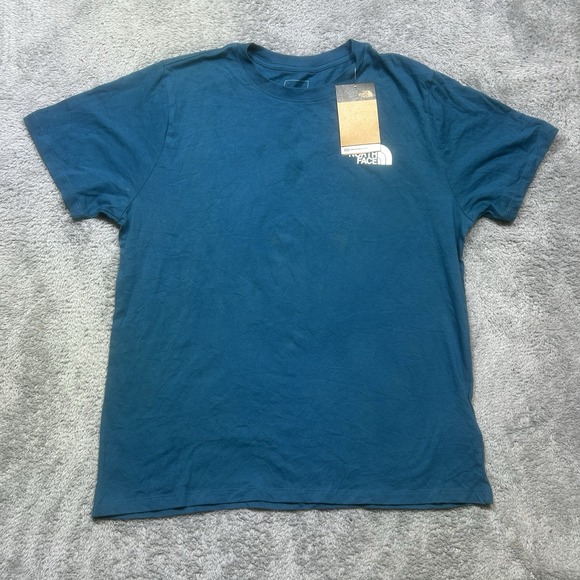 The North Face Throwback Tee Women XL Blue Moss Short Sleeve NEW w/ Imperfection - Picture 1 of 12